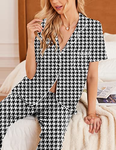 Ekouaer Womens Two-Piece Sleepwear Short Sleeve Shirt And Pajama Pants Pj Set Soft Pjs L #TOP1
