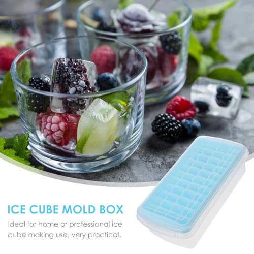 Molde para cubitos de hielo grande azul OSALADI con tapa y raspador miniatura 4