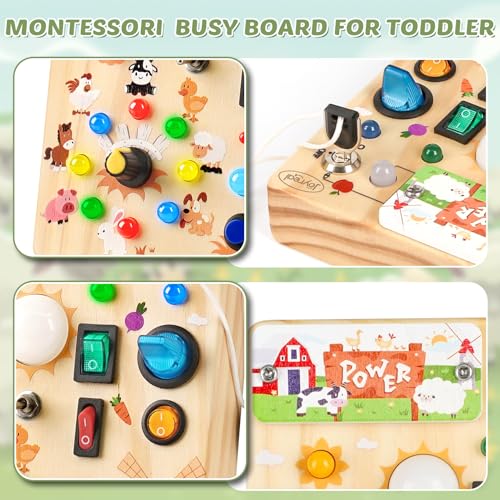 Image of Joyreal Wooden Busy Board for Toddlers - Montessori Toys for 1 2 3 Year Old
