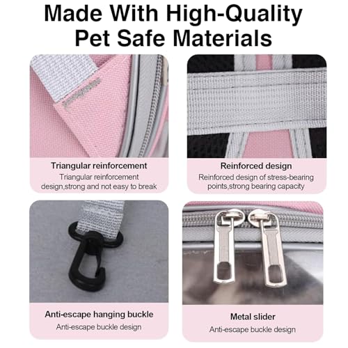 Image of Cat Carrier Backpack | Breathable Travel Bag for Cats & Small Pets | Portable Pet Backpack with Mesh Windows, Safety Zippers & Padded Straps | Ideal for Hiking, Travel & Vet Visits (Pink)