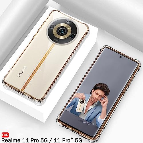 Image of TheGiftKart Crystal Clear Back Cover Case for Realme 11 Pro / 11 Pro Plus 5G | Shockproof Soft TPU Case | Cushioned Edges for Ultimate Protection Back Cover Case (TPU, Transparent)