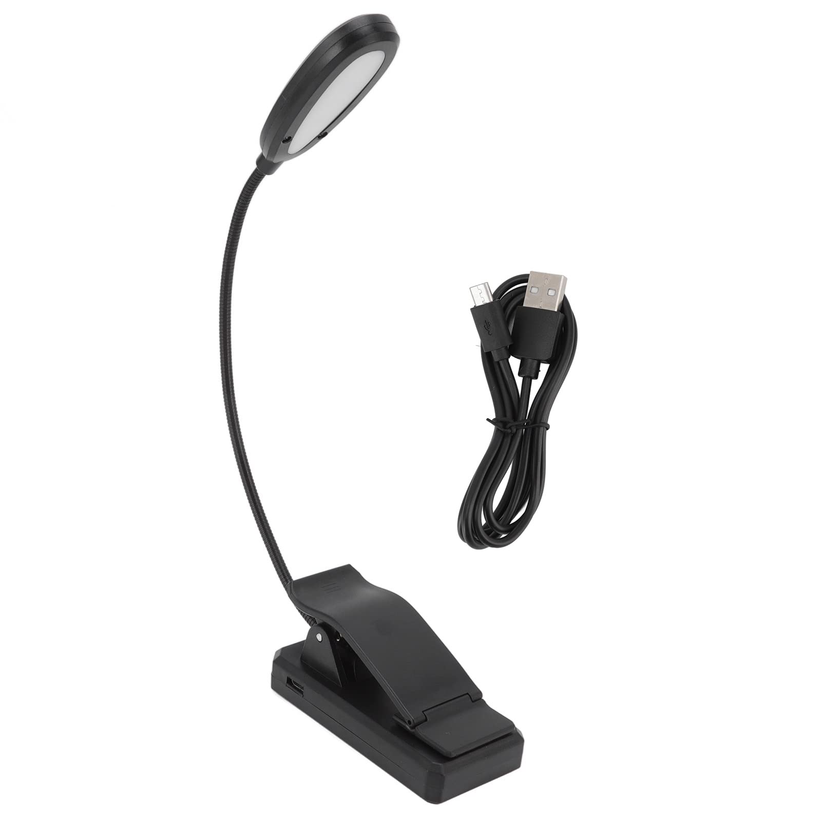 Vvikizy USB Rechargeable Reading Light, LED Clip Work Light Clip On Book Light 360° Rotation 3 Color Temperatures, 3 Brightness Levels, with Top Button Switch for Reading Study