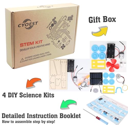 4 in 1 solar power amp electric motor stem kitsscience experiment projects for kids beginnerselectronic assembly solar powered toy kitdiy educational engineering experiments for boys and girls