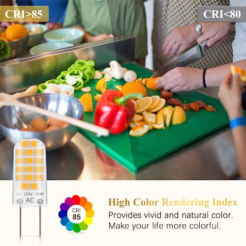 Dicuno G8 Led Bulb Dimmable, 2W (20W Equivalent), Warm White 2700K, 120V, T4 Jcd Type Bi-Pin Base Light Bulbs For Under Cabinet, Counter Lighting, 10-Pack #TOP5