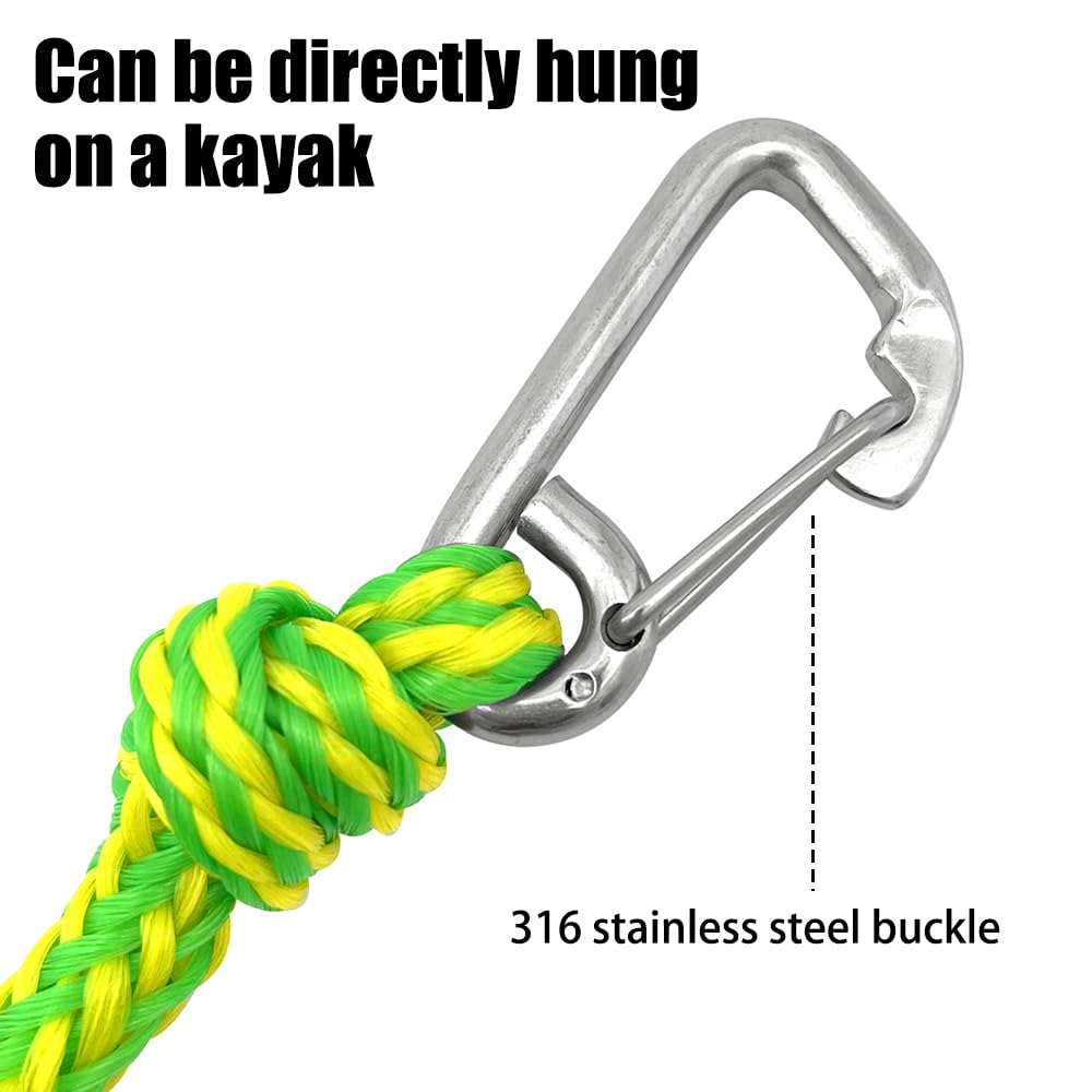 Kajak Abschleppseil, 2,1m/7ft Nylon Geflochtene Leine mit Clip, Dock-Leinen, Robustes Schwimmseil für Kajak-Schleppleine