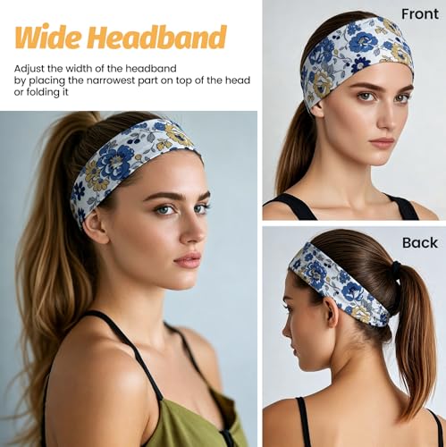 Image of Headbands for Women - 6 Pack Wide Elastic Hair Bands | Stretchy Sweatbands Hair Bands | Soft Sports Thin Head Bands | Non-Slip Accessories Bands for Fashion, Washing Face, Workouts, Yoga, Daily Use