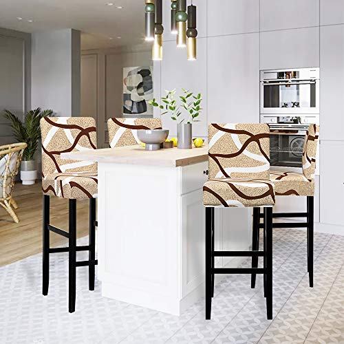 Image of Lellen Jacquard Bar Chair Stool Cover - 4 Pack Stretch Chair Slipcover Pattern for Short Swivel Dining Chair-Counter Height Side Chairs (125845)