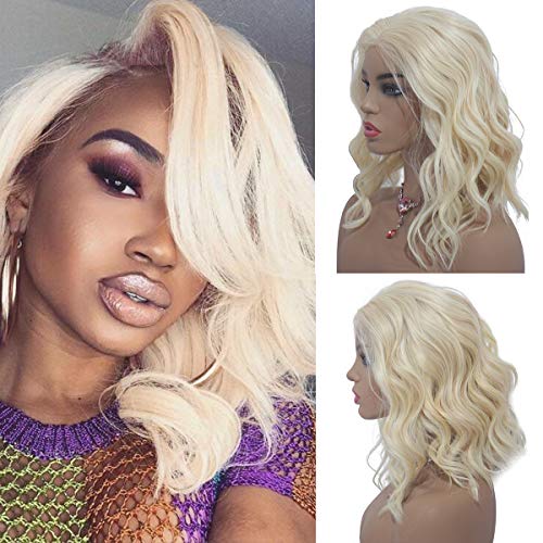 Brazilian Curly 613 Blonde Bob Lace Front Wig Human Hair Brazilian Glueless Curly Lace Wig Pre Plucked Remy Hair with Baby Hair Around Short Lace Wigs Bleached Knot 14inch