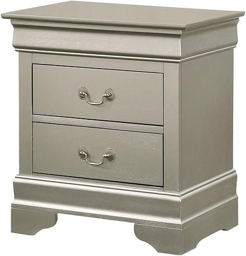 Miniatura 16 de Glory Furniture Louis Phillipe - Mesita de noche con 2 cajones, color blanco Blanco,Negro,Capuccino,Cereza,Gris,Roble,Rosado,plateado, (Silver