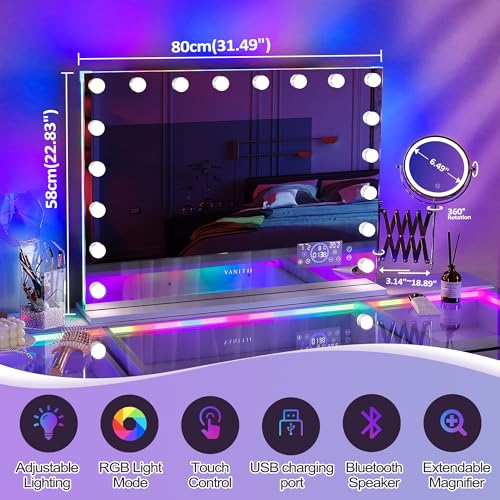 Espejo VANITII con luces y altavoz Bluetooth 32 x 23 miniatura 3