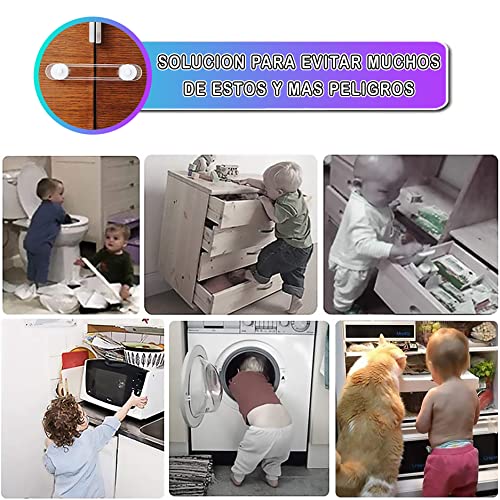 Miniatura 3 de Vegmai 8 Unidades Cerraduras Transparentes De Seguridad Para Bebes, Bloqueo Con Adhesivo 3m, Cierres Para Armarios, Cajones, Wc, Cocinas, Puertas, Ventanas, Neveras Pestillos Transparentes