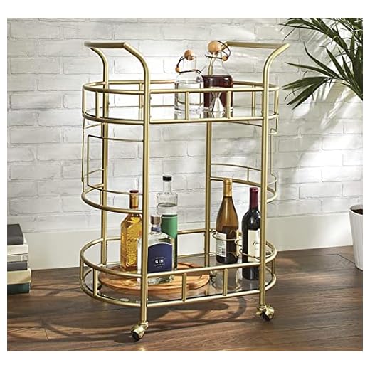 TNLOJI Gold Metal Bar Cart