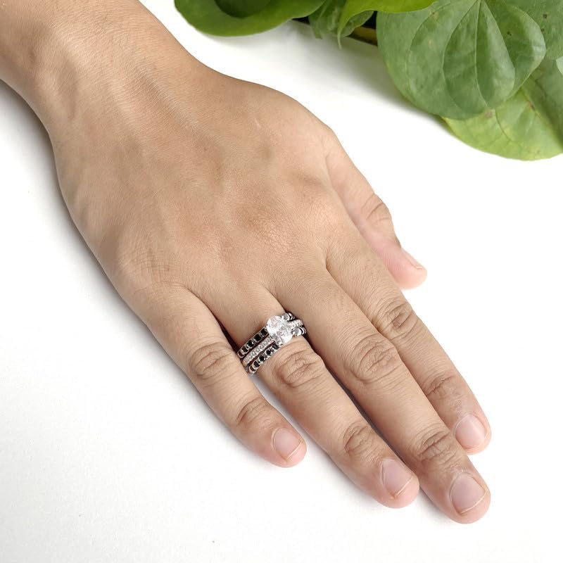 Black Diamond Enhancer Guard for Women, 14K Gold Finish Round Cut Diamond Ladies Bridal Wedding Wrap Ring