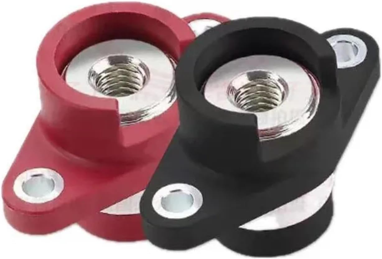 Battery Terminal Block 150A Penetrating M8 Terminal Block Nickel Plated Copper Power Storage Threaded Red Black Terminal Blocks(Red)