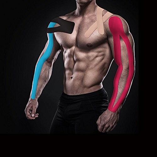 Kinesiology Tape 1/2 /5 Rolls Sports Athletic Mucle Wrist Knee Ankle Elastic Waterproof Breathable 2 Inch X 16 Feet Black 1 Roll #TOP1