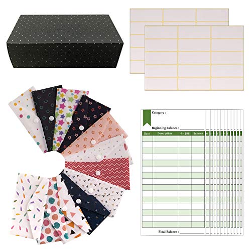 Muso Cash Envelope System with 12 Colored Budget Envelopes, 12 Budget Sheets