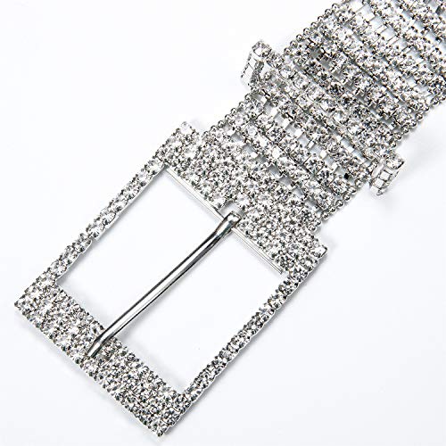 Image of Dubulle Womens Belt Chain Leather Belts Vintage Western Adjustable Elastic Double Buckle for Cowboy Pant Dress