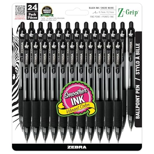 Zebra Pen Z-Grip Retractable Ballpoint Pen, Black Ink, 0.7mm, 24 Bulk-Pack