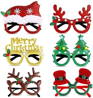ZUIYIN 6 Pack Christmas Glasses Glitter Party Glasses Frames Christmas Decoration Eyeglasses for Christmas Parties New Year Favors Photo Booth