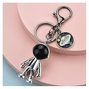 Hongtai Leuke acryl robot ruimteman sleutelhanger kosmische planeet sleutelhanger sieraden tas hanger sleutelring meisje (Color : 3)