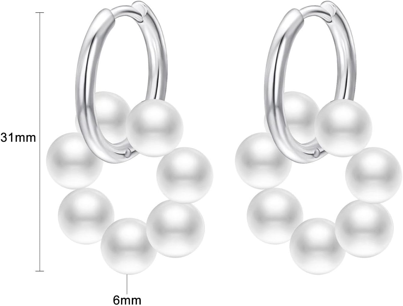 Gold Hoop Earrings and Silver Hoop Earrings With Pearls for Women 18K Gold Plated and 18K Gold White Plated Pearl Drop Earrings Pearl Drop Earrings for Wedding - Image 6