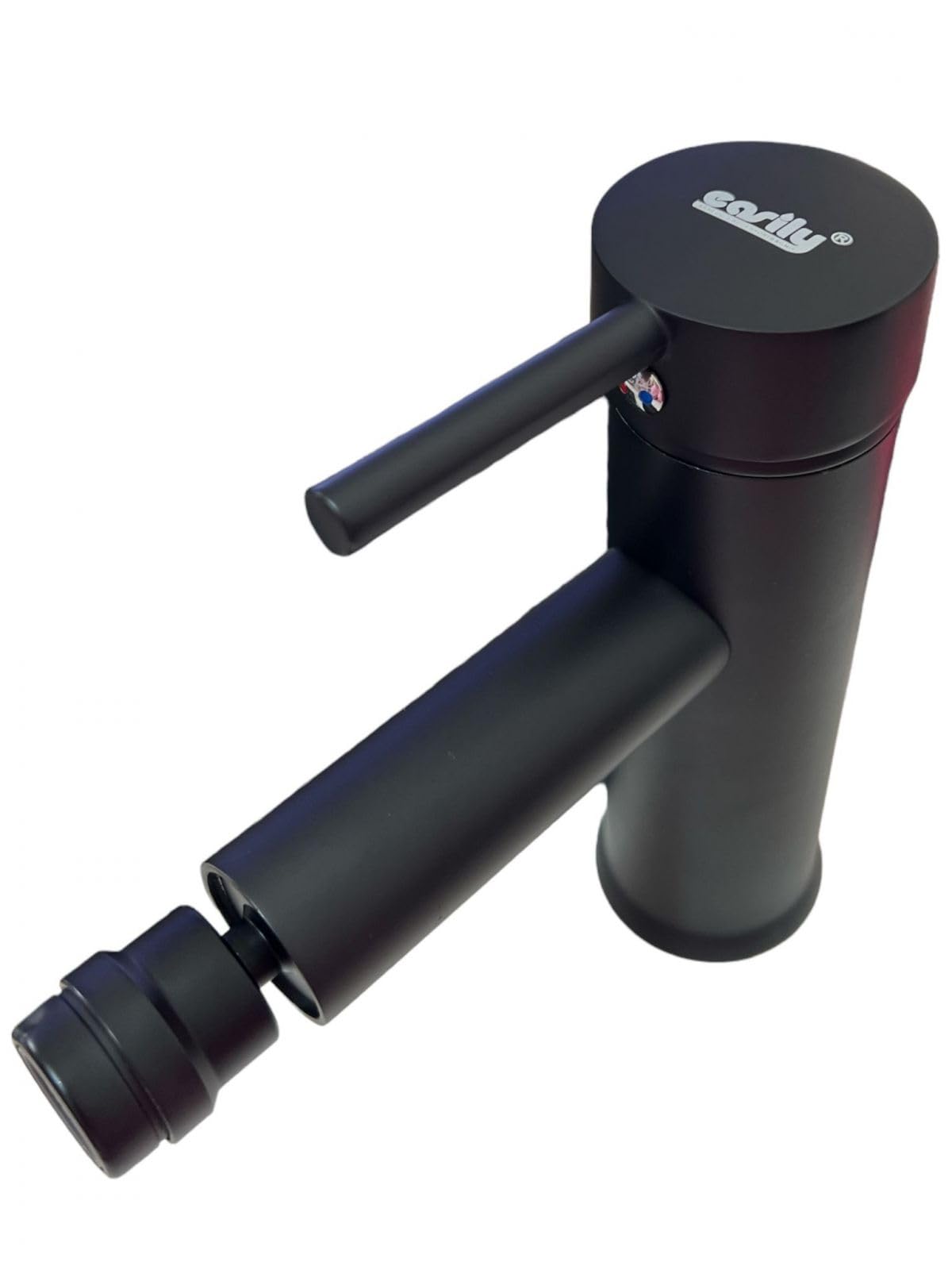 Miscelatore rubinetto lavabo bidet bagno acciaio inox nero piletta RAY 87392