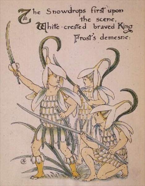 Cuadro de la campanilla de invierno de Walter Crane para salones