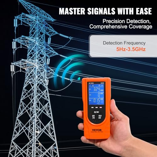 Image of VEVOR 3-in-1 EMF Meter, 5Hz - 3.5GHz, Handheld Rechargeable Electromagnetic Field Radiation Detector, Digital LCD EMF Tester for EF MF RF Home Inspections Outdoor Ghost Hunting Paranormal Equipment