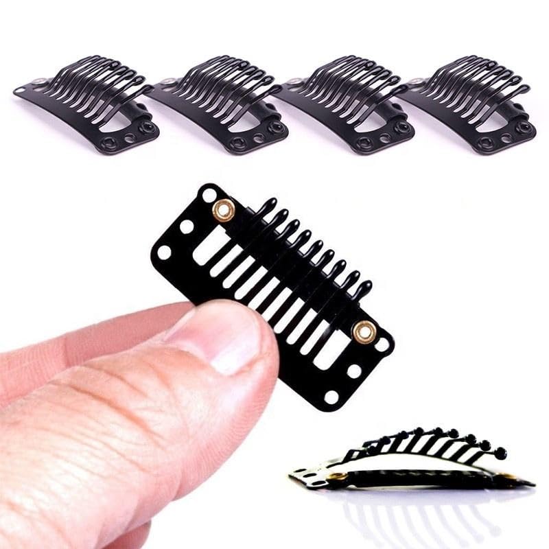 32mm Clip-in Hair Extensions for Human Hair | Snap Hair Clips for Extensions & Wigs | Metal Comb Closure Clips | 4-Pack for Instant Volume & Style | Secure & Easy to Use for All Hair Types