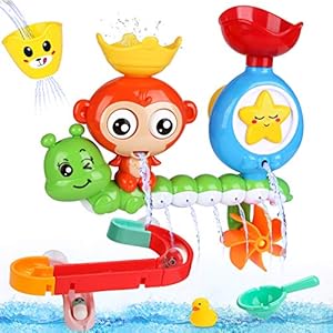 BBLIKE Badspeelgoed voor baby’s, kinderen, waterdouche, badspeelgoed met bouwpuzzel, autoracebaan, 14 stuks, speelgoed…