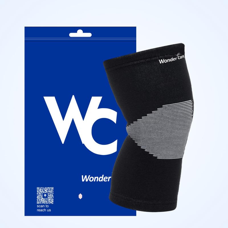 Image of Wonder Care Black Bamboo Knee Sleeves for Men /Women, Knee Support for Running, Gym, Badminton, Sports, Compression Knee Sleeves | Perfect Knee Brace for Knee Pain and Enhanced Comfort