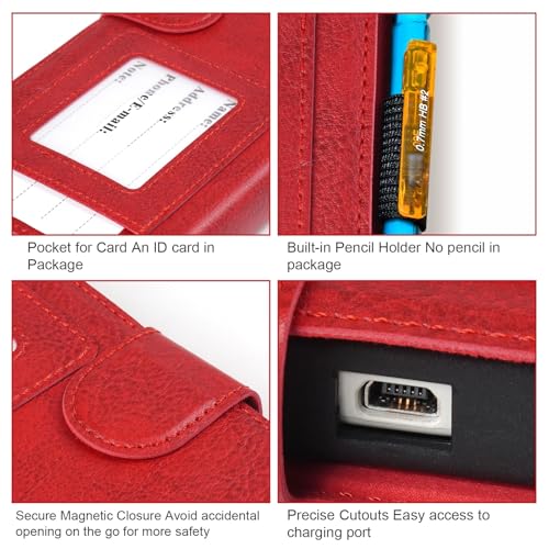 Image of YouKnow PU Leather Protective Case Compatible with Texas Instruments TI-84 Plus CE Color Graphing Calculator with ID Card Slot (Only Case) (Red)