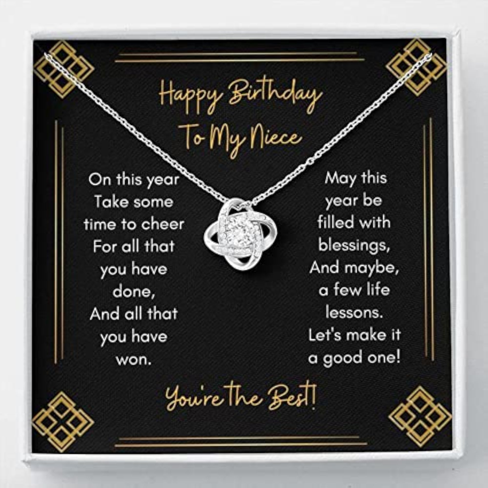 925 Sterling Silver Gift Necklace for Niece, Birthday Message Card