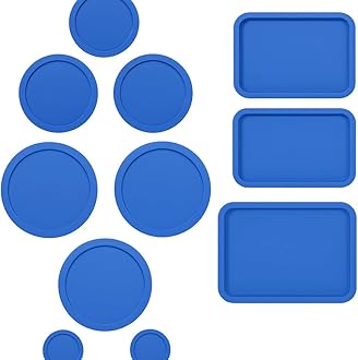 Replacement Lids for Pyrex Containers (1) 1-Cup (2) 2-Cup (2) 4-Cup (1) 7-Cup (2) 3-Cup (1) 6-Cup Round Rectangle (Blue)