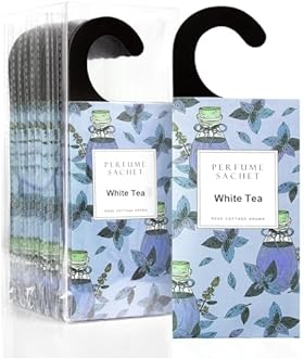 ROSE COTTAGE Large 12 Packs White Tea Hanging Closet Deodorizer Air Freshener Long Lasting Scented Sachets Smell Goods for House
