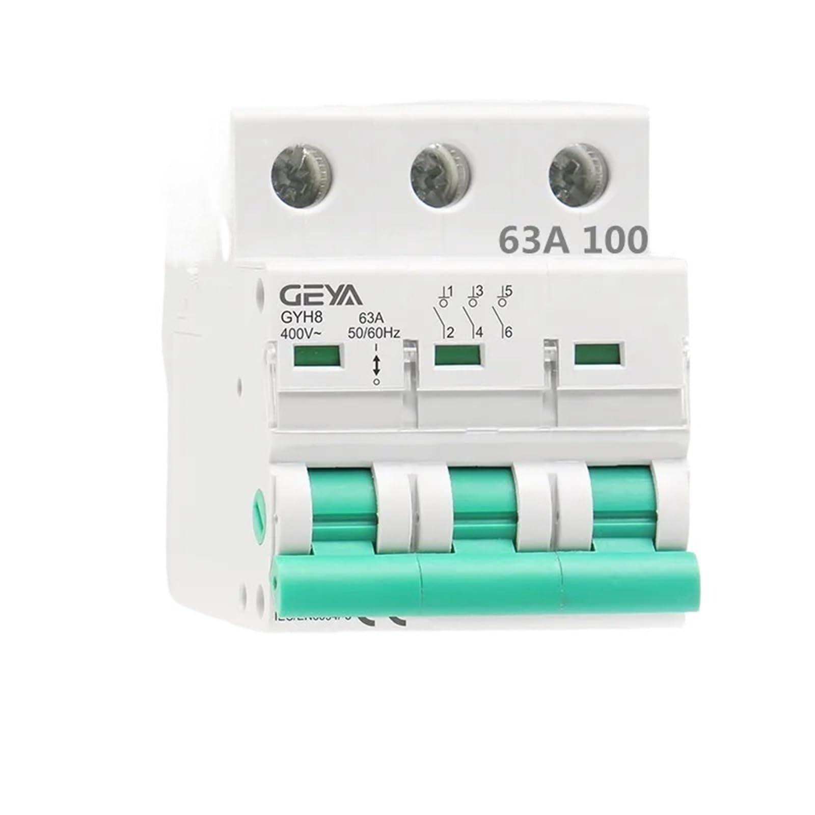 Interruptor principal trifásico GYH8 de 63A y 400V para aislamiento eléctrico en cuadros 6