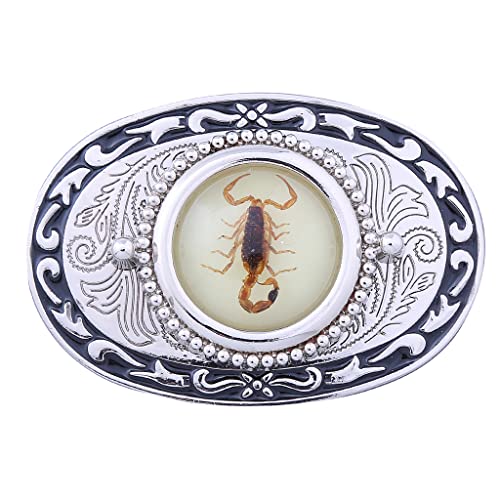 Btilasif Western Belt Buckle Vintage Western Cowboy 3D Scorpion Luminous Stone Belt Buckle For Men Women Kids #TOP6