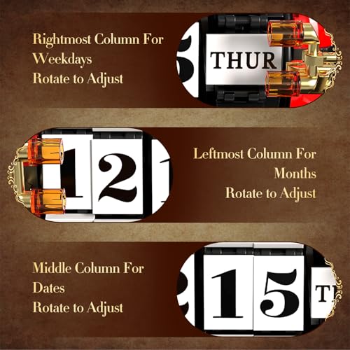 Image of Vintage Calendar Building Blocks Set, Retro Flip Perpetual Calendar Model Building Kit for Adults Teens Kids, Mechanical Desk Date Display Home Office Decor, Gift for Collectors & Vintage Lovers