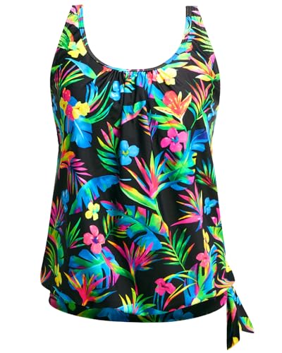 Image of Yonique Womens Blouson Tankini Top Only Loose Fit Swim Top No Bottom Modest Swimsuit