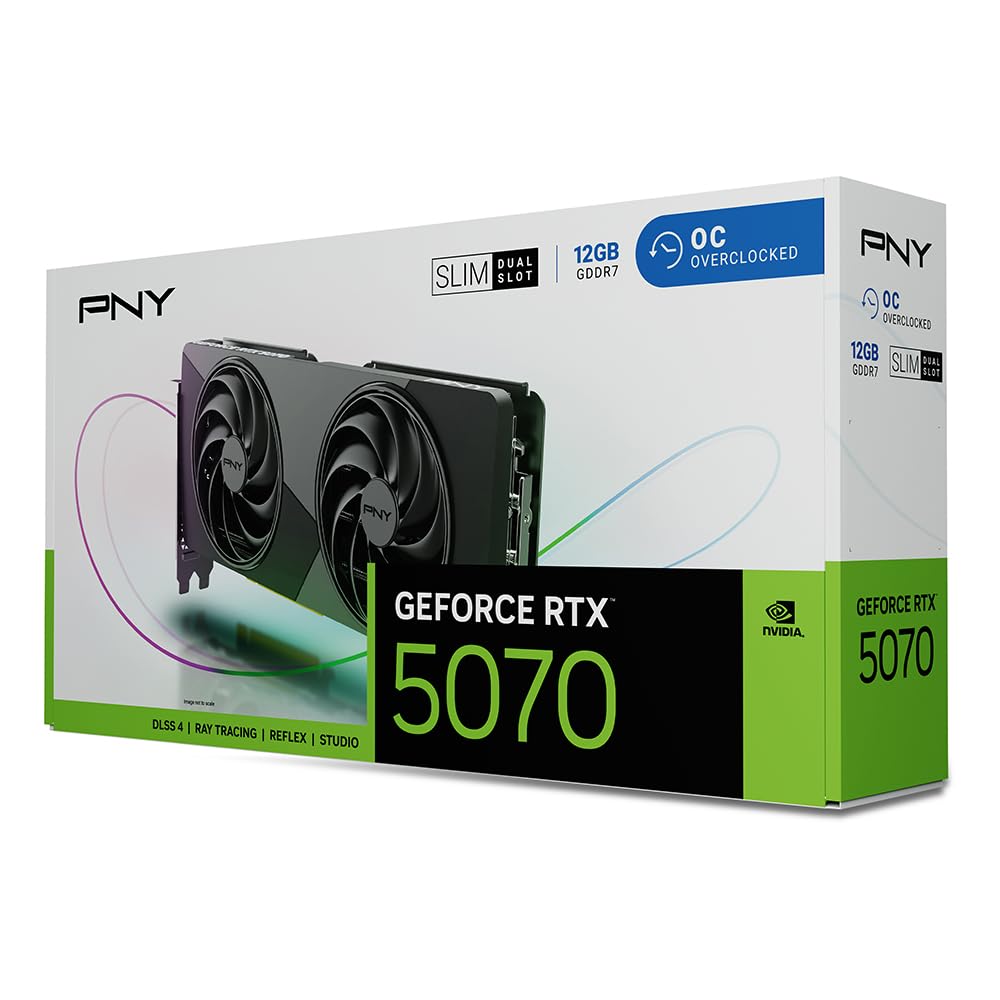 PNY Tarjeta Gráfica GeForce RTX™ 5070 12GB Slim OC Dual Fan 2-Slot