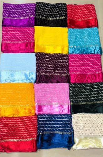 Image of Women's Pure Viscose Bandhej Print Georgette Saree with Silver Border & Blouse Peice