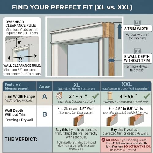 Image of Ultimate Body Press XL Doorway Pull Up bar with Elevated bar & Adjustable Width