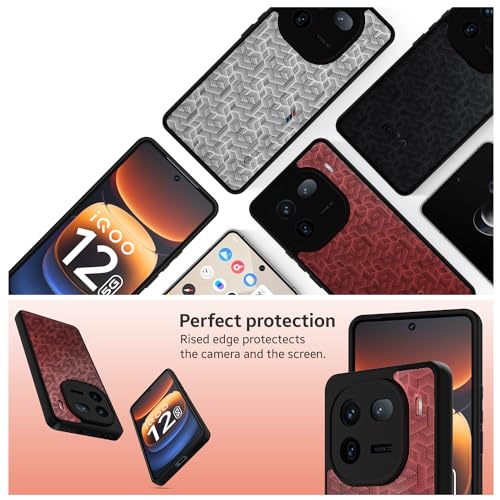 Image of KAPAVER Hybrid Back Cover Case Compatible with iQOO 12 5G (PC+TPU) (Stripe Cube Black)