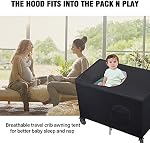 Slumber Crib Blackout Canopy Cover for Pack N Play Travel Crib Canopy - Portable Stretchy Breathable Sleeping Pod Shade for Stretchy Netting Cover for Indoor Outdoor Travel Playard (Black)