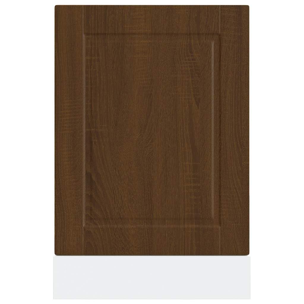 Brown Oak Engineered Wood Dishwasher Front Panel, 45x57 cm | Fits semi-integrated built-in dishwashers, featuring a 1.5 cm thickness and Porto design to match kitchen cabinetry.