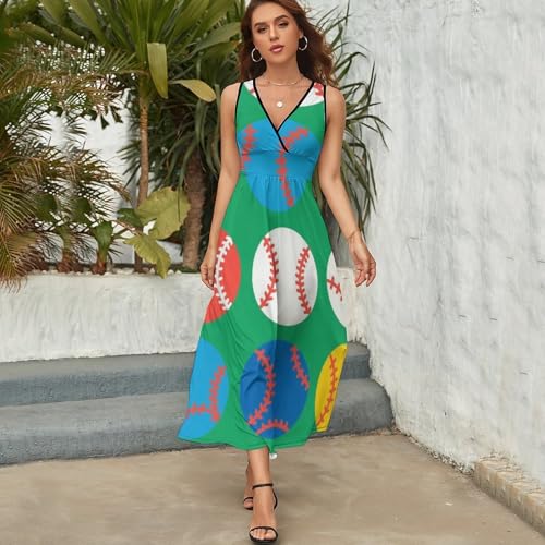 Women's V-Neck Sleeveless Flared Midi Dress for Vacation Party Wedding4