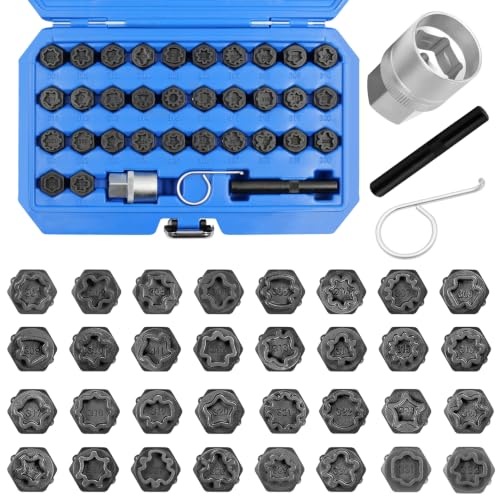 Image of 35PCS Wheel Lock Nut Key Kit Compatible with Mercedes Benz