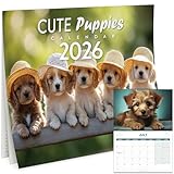 Dog Calendar 2026 – Cute Puppies Wall Calendar for Dog Lovers – Funny Puppy Organiser Planner, Adorable Pets Gift Idea, Family Wall Calendar 2026 UK with Cute Dogs & Puppies