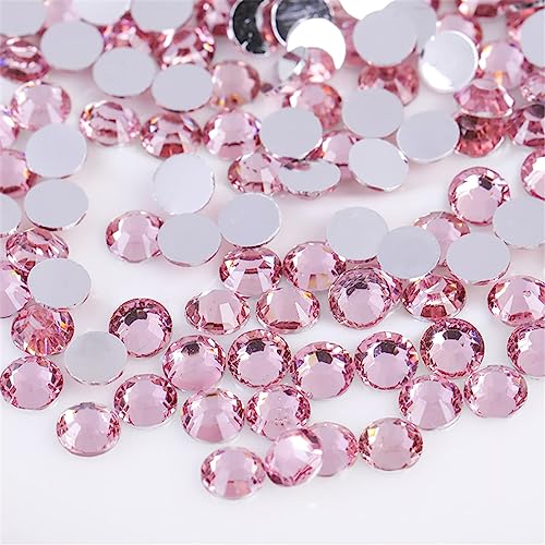 Image of 3000 Pieces SS6 2mm Flatback Rhinestones Clear Glass Round Gems Crystals for Nail Art DIY Crafts Clothes Shoes Bags (Light Pink)