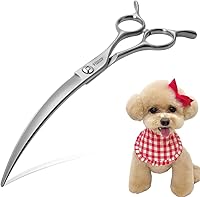 FOGOSP 7.5" 45° Curved Dog Grooming Scissors - Professional VG10 Japanese Steel Right-Handed Shears for Groomers
